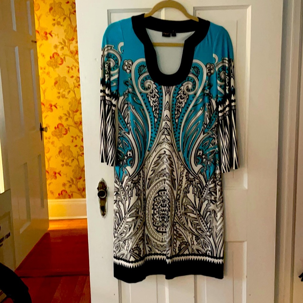 Size 2 a-line, jersey, print dress - like new